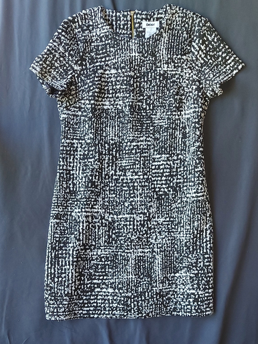 DKNY Black and White Patterned Knit Dresses